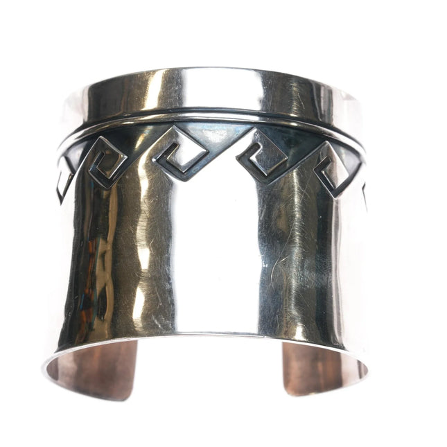 6.75" Vintage Native American Overlay wide band cuff bracelet sterling silver - Estate Fresh Austin
