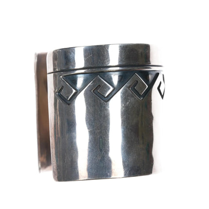 6.75" Vintage Native American Overlay wide band cuff bracelet sterling silver - Estate Fresh Austin