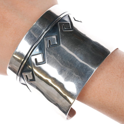 6.75" Vintage Native American Overlay wide band cuff bracelet sterling silver - Estate Fresh Austin
