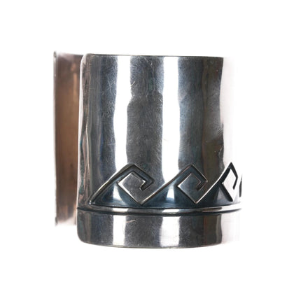 6.75" Vintage Native American Overlay wide band cuff bracelet sterling silver - Estate Fresh Austin