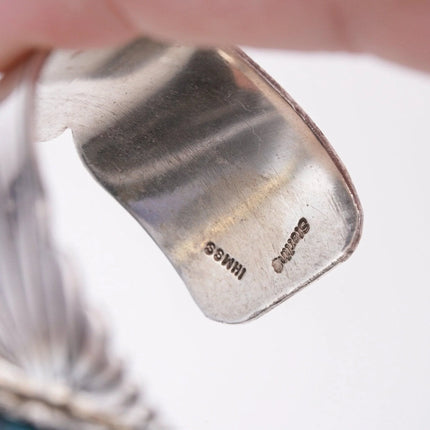 6.75" Vintage Navajo sterling and high grade spiderweb turquoise bracelet - Estate Fresh Austin