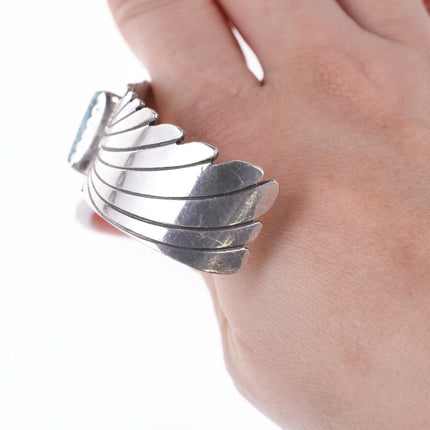 6.75" Vintage Navajo sterling and high grade spiderweb turquoise bracelet - Estate Fresh Austin