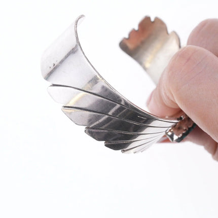 6.75" Vintage Navajo sterling and high grade spiderweb turquoise bracelet - Estate Fresh Austin