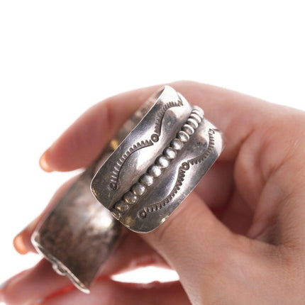 6.75" Vintage Navajo stamped silver cuff bracelet - Estate Fresh Austin