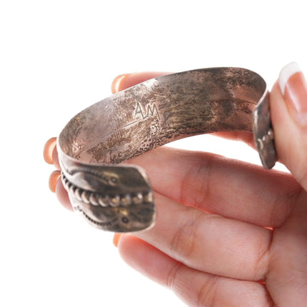 6.75" Vintage Navajo stamped silver cuff bracelet - Estate Fresh Austin