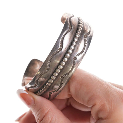 6.75" Vintage Navajo stamped silver cuff bracelet - Estate Fresh Austin