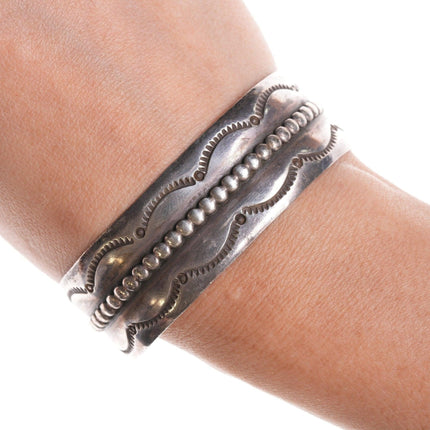 6.75" Vintage Navajo stamped silver cuff bracelet - Estate Fresh Austin