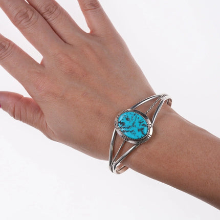 6.75" Vintage Navajo sterling and turquoise bracelet t - Estate Fresh Austin