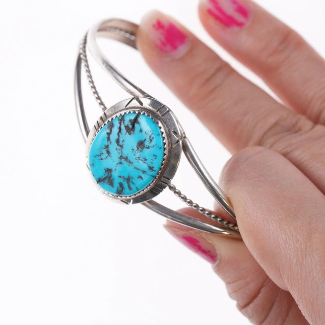 6.75" Vintage Navajo sterling and turquoise bracelet t - Estate Fresh Austin