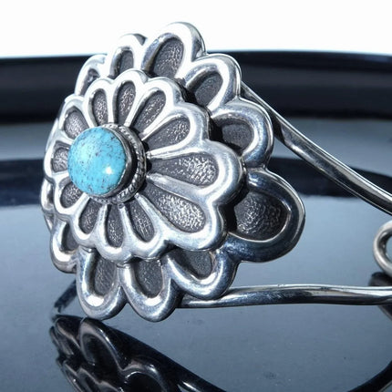 6.75" Vintage Navajo Sterling Kingman Turquoise Cuff Bracelet - Estate Fresh Austin