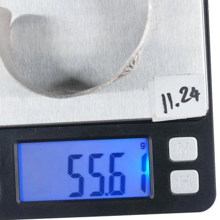 6.75" Vintage Navajo wide band heavily stamped silver cuff bracelet - Estate Fresh Austin