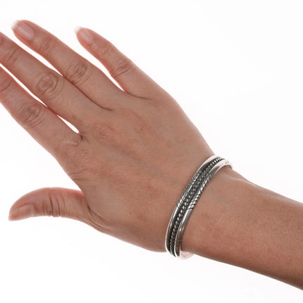 6.75" Vintage Southwestern sterling twisted wire cuff bracelet - Estate Fresh Austin