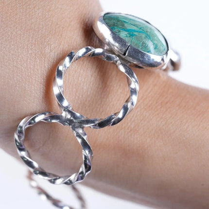 6.75" Vintage Southwestern sterling/turquoise cuff bracelet - Estate Fresh Austin