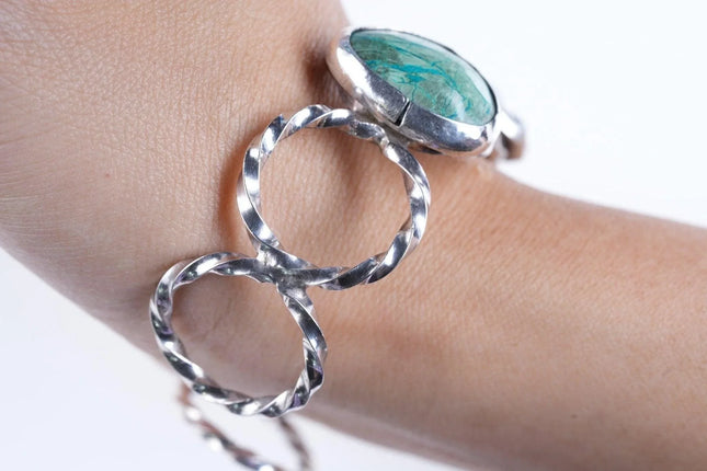 6.75" Vintage Southwestern sterling/turquoise cuff bracelet - Estate Fresh Austin