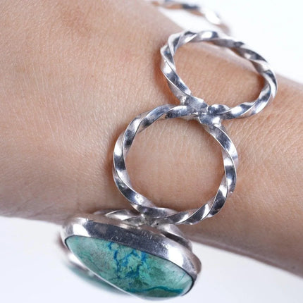 6.75" Vintage Southwestern sterling/turquoise cuff bracelet - Estate Fresh Austin