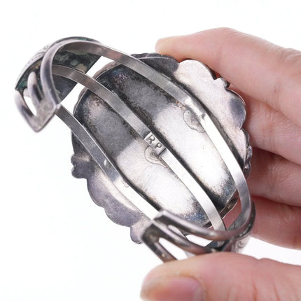 6.75" Vintage Zuni Inlaid stamped silver bracelet - Estate Fresh Austin