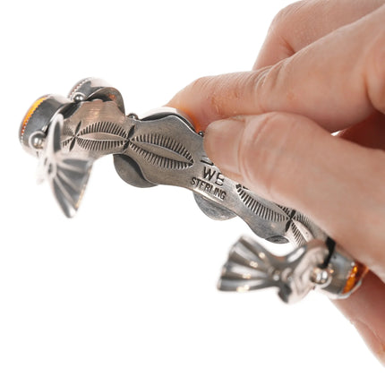 6.75" Wilson Begay silver and petrified tree sap cuff bracelet - Estate Fresh Austin