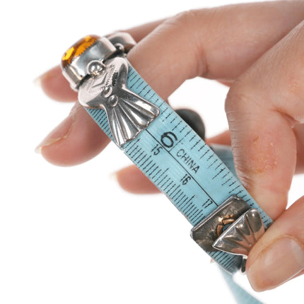 6.75" Wilson Begay silver and petrified tree sap cuff bracelet - Estate Fresh Austin