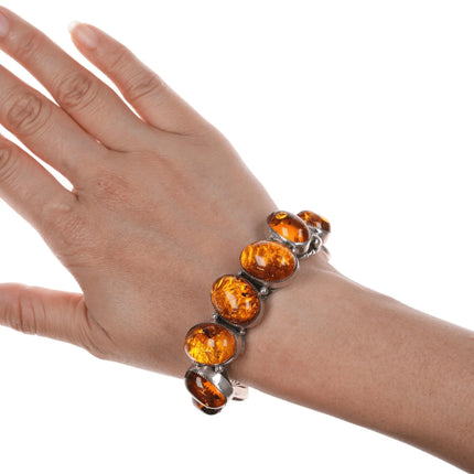 6.75" Wilson Begay silver and petrified tree sap cuff bracelet - Estate Fresh Austin