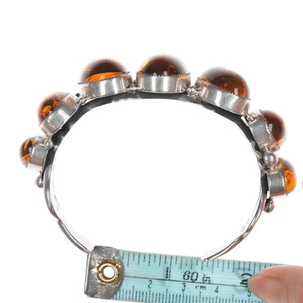 6.75" Wilson Begay silver and petrified tree sap cuff bracelet - Estate Fresh Austin