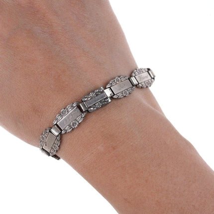 6.75" WW2 Era Sterling Forget Me Not Bracelet - Estate Fresh Austin