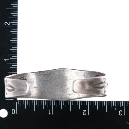 7 1/8" 20's - 30's Ingot Silver interior heart stamped Navajo cuff bracelet - Estate Fresh Austin