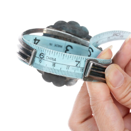 7.12" 30's-40's Navajo ingot silver concho carinated 3 band cuff bracelet - Estate Fresh Austin