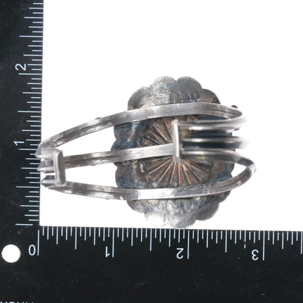 7.12" 30's-40's Navajo ingot silver concho carinated 3 band cuff bracelet - Estate Fresh Austin