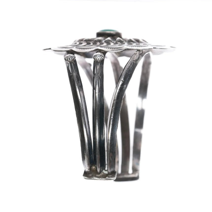 7.12" 30's-40's Navajo ingot silver concho carinated 3 band cuff bracelet - Estate Fresh Austin