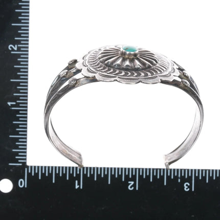 7.12" 30's-40's Navajo ingot silver concho carinated 3 band cuff bracelet - Estate Fresh Austin