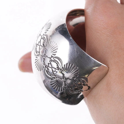 7.12" Ben Chavez Navajo Stamped Silver bracelet - Estate Fresh Austin