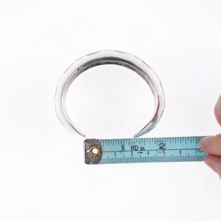 7.12" Ben Chavez Navajo Stamped Silver bracelet - Estate Fresh Austin