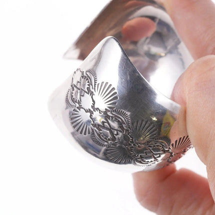 7.12" Ben Chavez Navajo Stamped Silver bracelet - Estate Fresh Austin