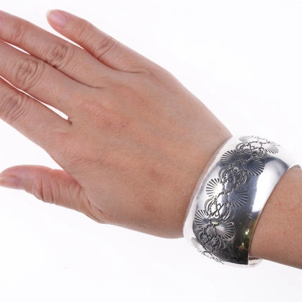 7.12" Ben Chavez Navajo Stamped Silver bracelet - Estate Fresh Austin
