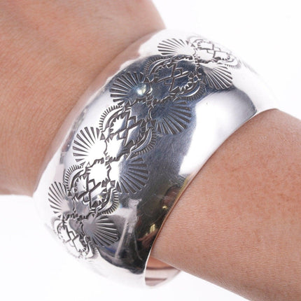 7.12" Ben Chavez Navajo Stamped Silver bracelet - Estate Fresh Austin