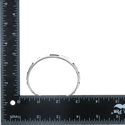 7.12" c1950's Navajo silver overlay style cuff bracelet with turquoise inlay - Estate Fresh Austin