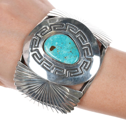 7.12" c1975 Notah Johnson Scottsdale AZ Sterling and turquoise cuff bracelet - Estate Fresh Austin