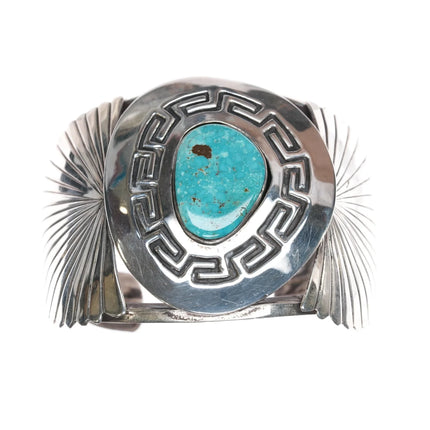 7.12" c1975 Notah Johnson Scottsdale AZ Sterling and turquoise cuff bracelet - Estate Fresh Austin