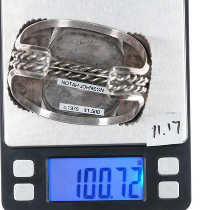 7.12" c1975 Notah Johnson Scottsdale AZ Sterling and turquoise cuff bracelet - Estate Fresh Austin