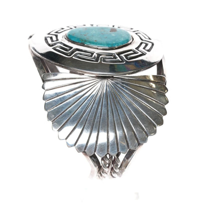 7.12" c1975 Notah Johnson Scottsdale AZ Sterling and turquoise cuff bracelet - Estate Fresh Austin