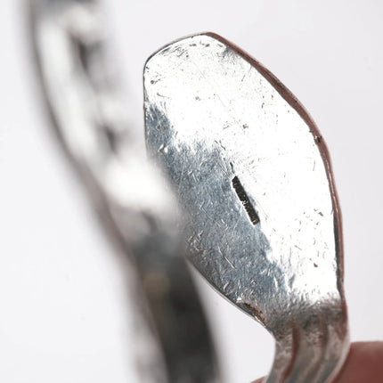 7.12" Chief Wolf Robe Hunt (1905-1977) Acoma Ingot silver and turquoise Snake cuff bracelet - Estate Fresh Austin