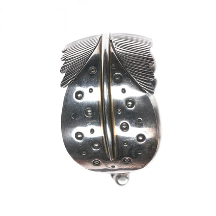7.12" Douglas Etsitty Navajo sterling feather cuff bracelet and pendant - Estate Fresh Austin