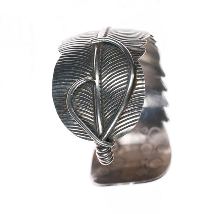 7.12" Douglas Etsitty Navajo sterling feather cuff bracelet and pendant - Estate Fresh Austin