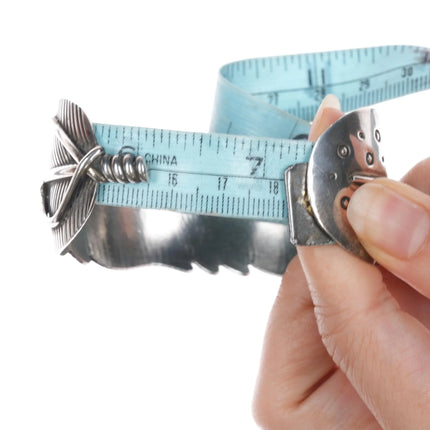 7.12" Douglas Etsitty Navajo sterling feather cuff bracelet and pendant - Estate Fresh Austin