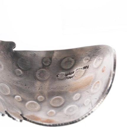 7.12" Douglas Etsitty Navajo sterling feather cuff bracelet and pendant - Estate Fresh Austin