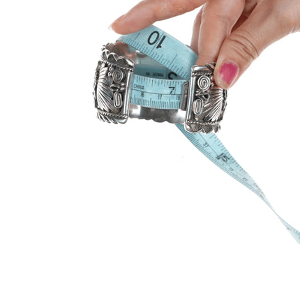 7.12" Heavy Jerry Bahe Navajo sterling buffalo cuff bracelet - Estate Fresh Austin