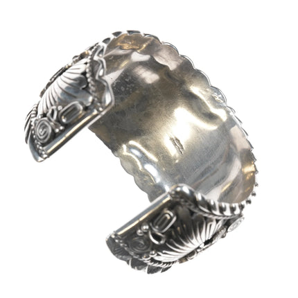 7.12" Heavy Jerry Bahe Navajo sterling buffalo cuff bracelet - Estate Fresh Austin