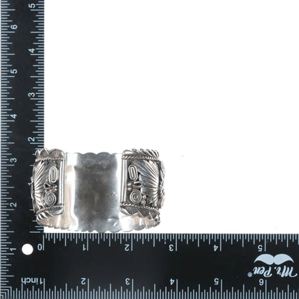 7.12" Heavy Jerry Bahe Navajo sterling buffalo cuff bracelet - Estate Fresh Austin