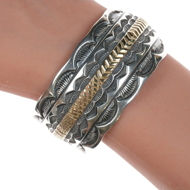 7.12" Marc Antia Apache Heavy Stamped 14k and Sterling bracelet - Estate Fresh Austin