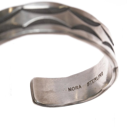 7.12" Navajo Nora Tahe Deep Stamped silver cuff bracelet - Estate Fresh Austin